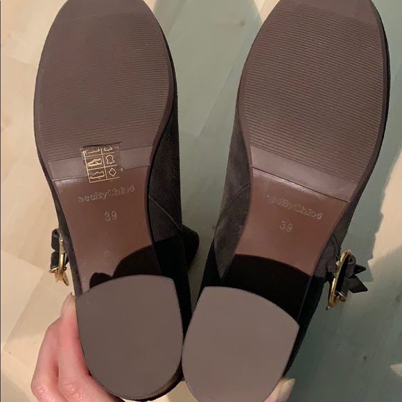 SEE BY CHLOE Suede wood heel ankle boots & charms - Picture 7 of 9